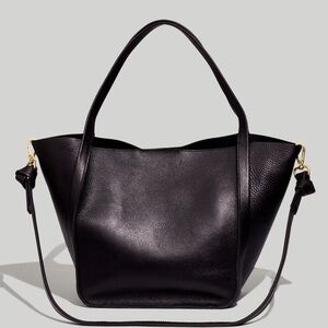 Madewell Black Sydney Leather Tote with Gold Accents (Large)